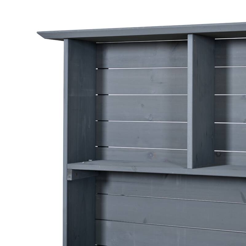 65" Outdoor Potting Bench with Stainless Steel Top, Rolling Garden Workstation with Hutch & Storage