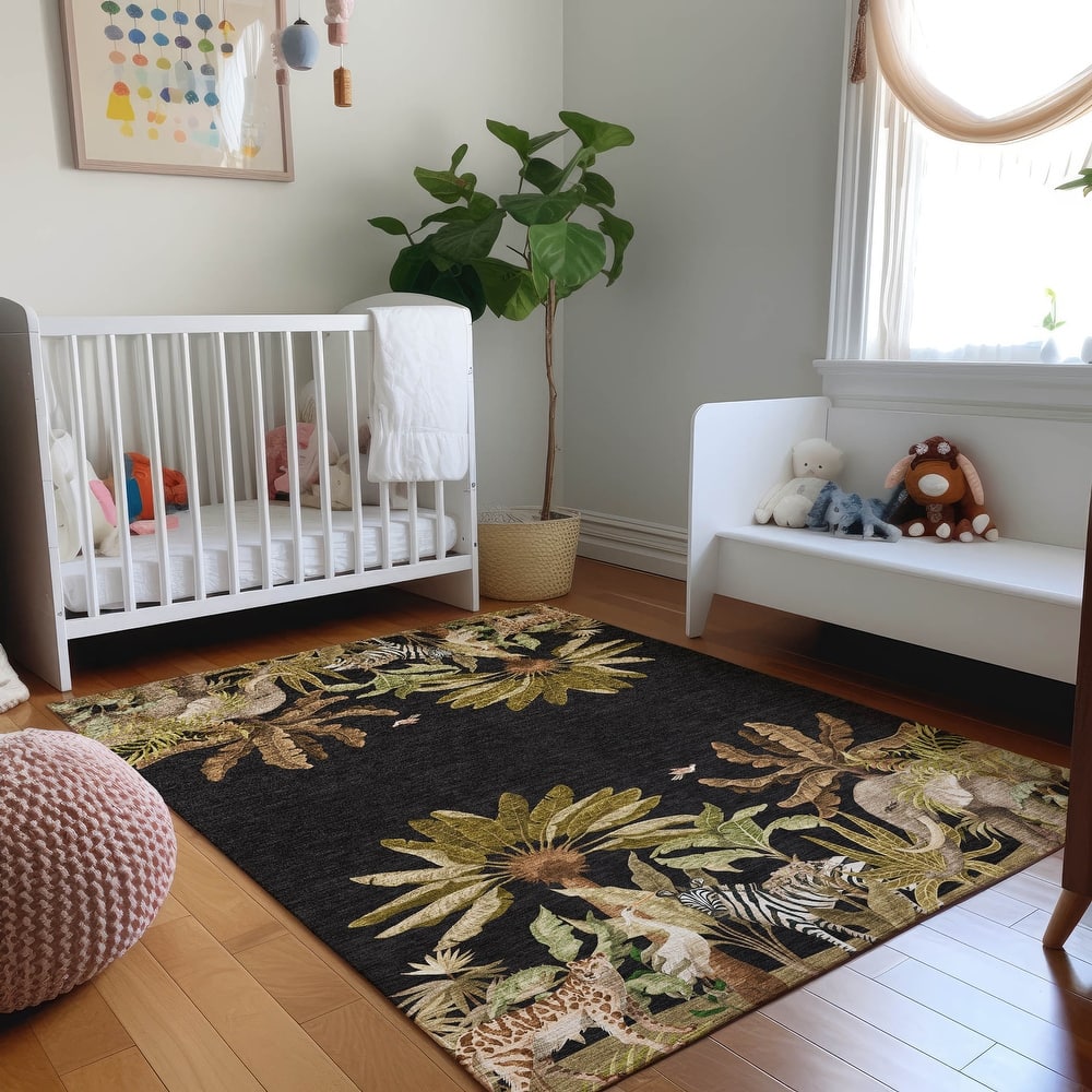 Premium Washable Super Soft Floral Safari Jungle Mayfield Rug