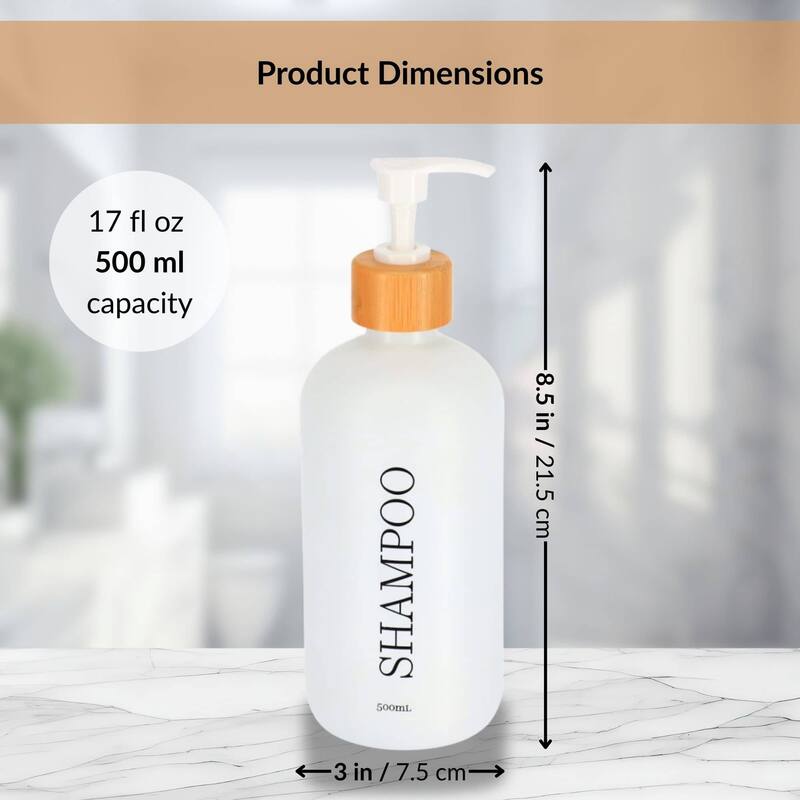 Matte Shampoo Dispenser 17 fl oz (500ml) - 3 L x 3 W x 8.5 H