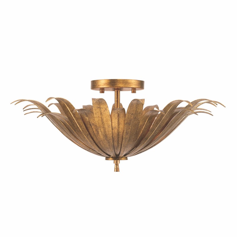 Eden 3-light Convertible Semi-Flush Mount/ Pendant - Antique Gold