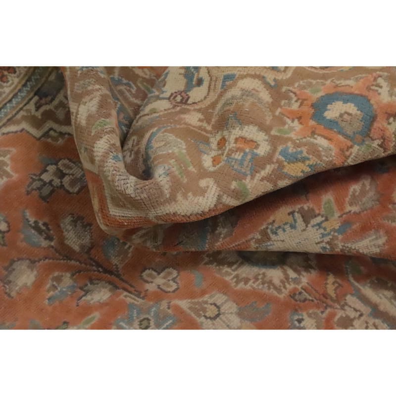 Hand Knotted Oriental 100% Wool Carpet Traditional Floral Oranges & Rust Tabriz Area Rug - 10' 3'' X 7' 8''