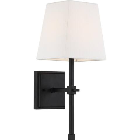 Highline 1 Light Vanity with White Linen Shade Aged Bronze Finish