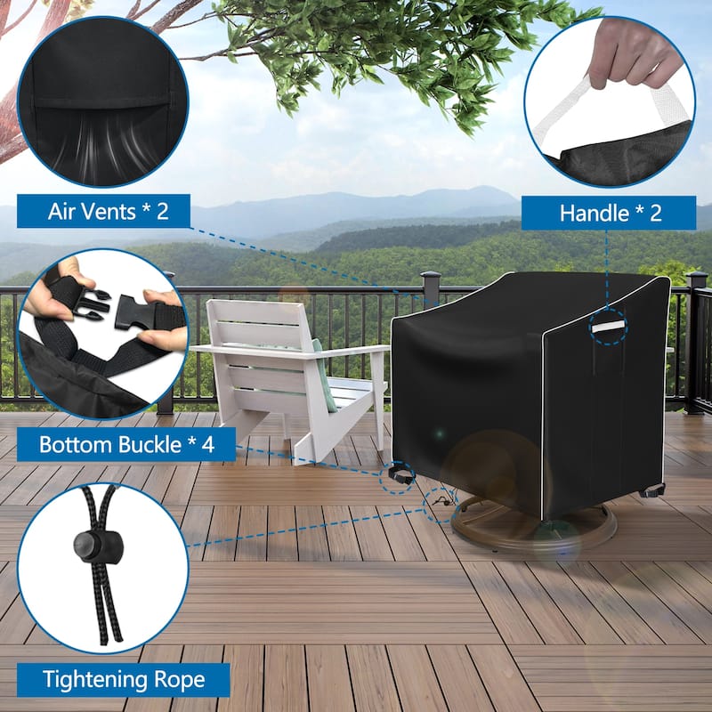 2-Pack Heavy Duty Waterproof Outdoor Lounge Chair Covers - All-Weather Patio Furniture Protection