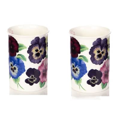 Roy Kirkham Lancaster Mug - Pansy, Set of 2; Color: Red and Brown