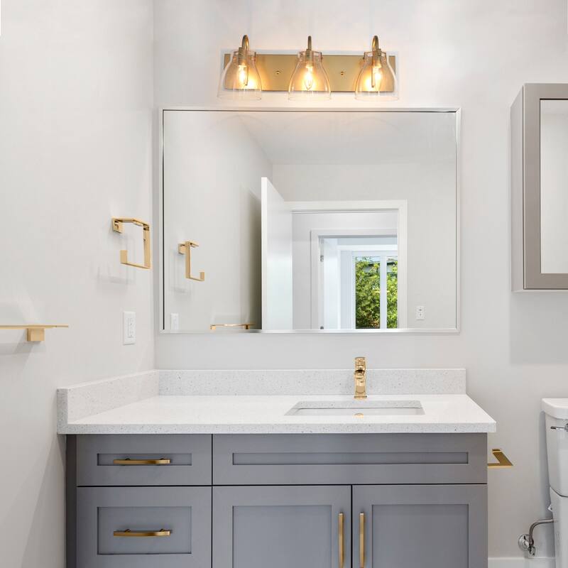 Modern Gold 2/3/4-Light Bathroom Vanity Light Glass Wall Sconces