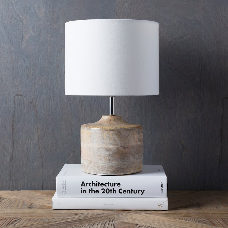 Rustic Ongar Table Lamp with Natural Finish Wood/Metal Base
