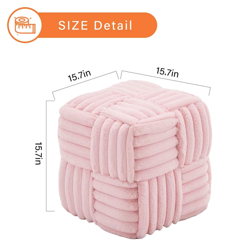 Soft Corduroy Fabric Ottoman Stool for Home Bedroom Living Room Vanity Chair Comfortable