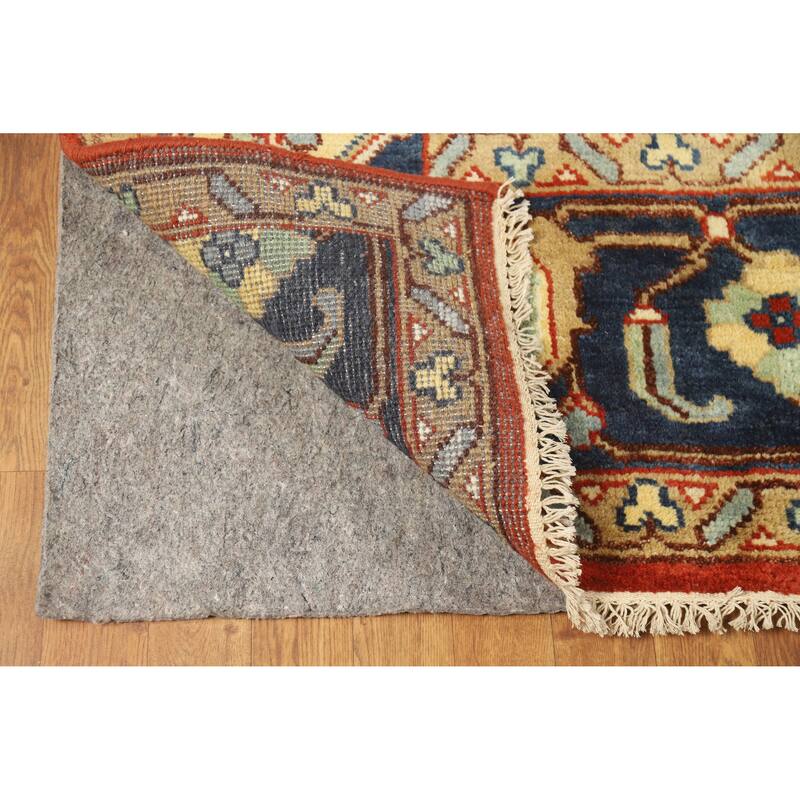 Medallion Heriz Serapi Indian Large Rug Hand-Knotted Wool Carpet - 9'8" x 13'11"