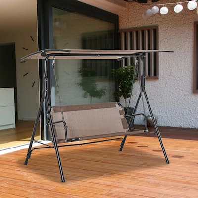 2-Seater Patio Swing, Adjustable Canopy, Texeline Fabric, Steel Frame