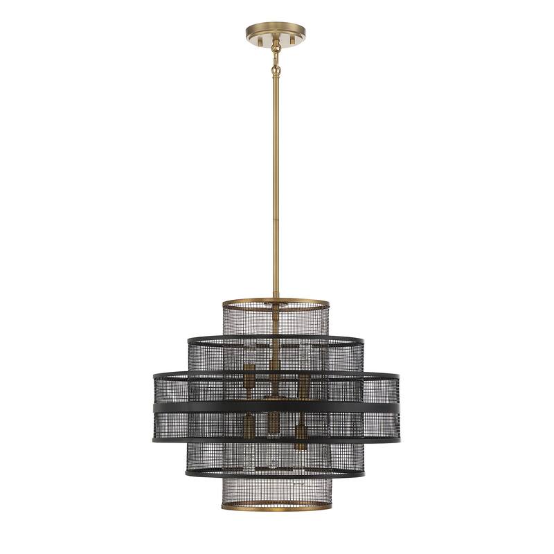 Kelvin 6-Light Pendant in Matte Black with Warm Brass - Matte Black with Warm Brass Accents