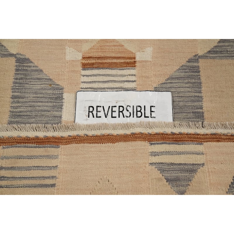 Hand Woven Oriental 100% Wool Carpet Southwestern Modern Multi-Colored Kilim Runner Rug - 9' 8'' X 2' 8''