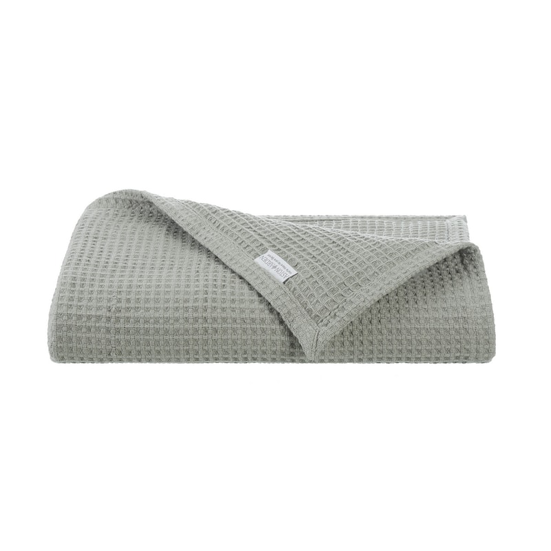 Aston & Arden Waffle Weave Cotton Blanket - Twin - Green