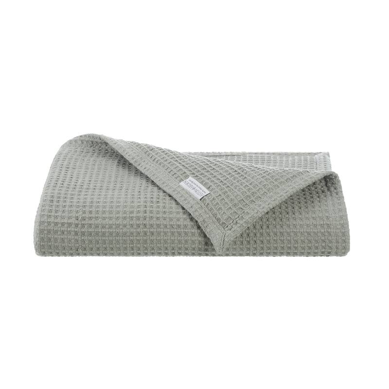Aston & Arden Waffle Weave Cotton Throw - Green