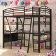 preview thumbnail 11 of 18, Twin Size Loft Bed with 4 Layers of Shelves and L-shaped Desk,Stylish Metal Frame Bed with a set of Sockets,USB Ports,White Black