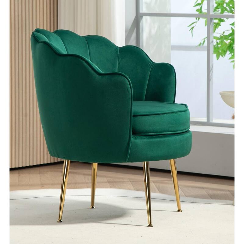 Cavett 28.3" Wide Velvet Barrel Chair with Gold Metal Legs