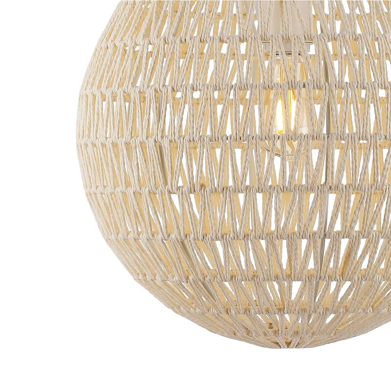 Campana 1-Light Bohemian Modern Woven Rattan/Iron LED Pendant, by JONATHAN Y