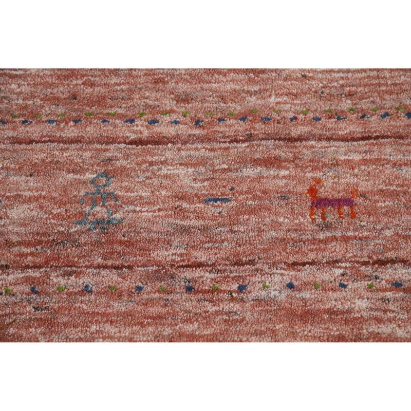 Hand Knotted Oriental 100% Wool Carpet Tribal Animal Pictorial Oranges & Rust Gabbeh Area Rug - 11' 3'' X 9' 0''