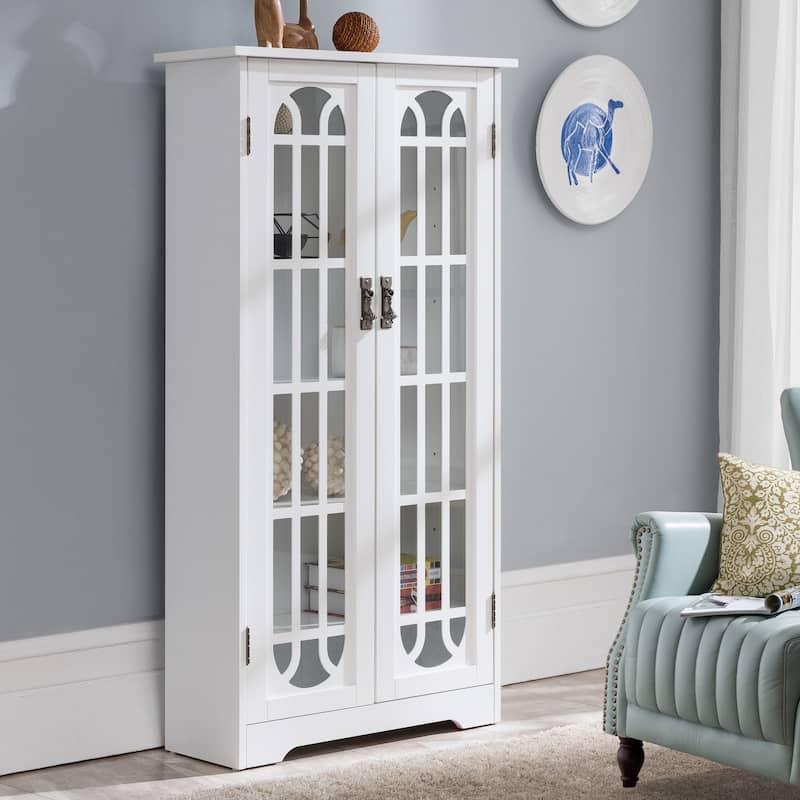 SEI Furniture Cherry Window Pane Media Cabinet - White
