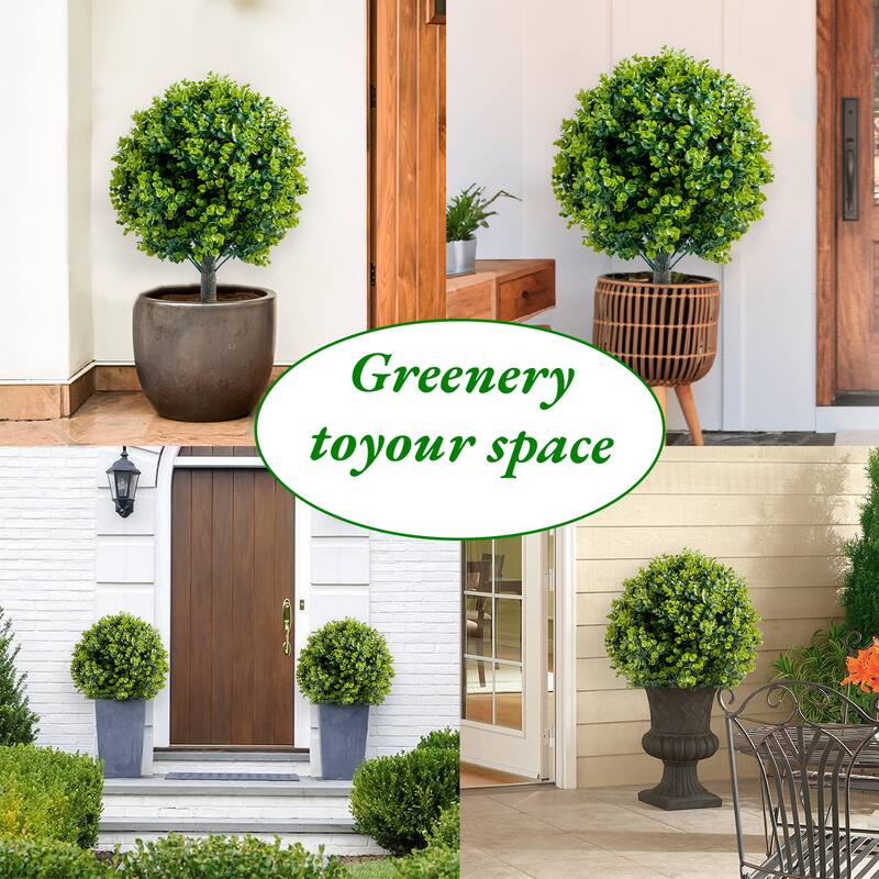 Artificial Cedar Topiary Trees with Ground Spike for Outdoor,Fake Topiary Ball Trees Artificial Plant Brush for Indoor
