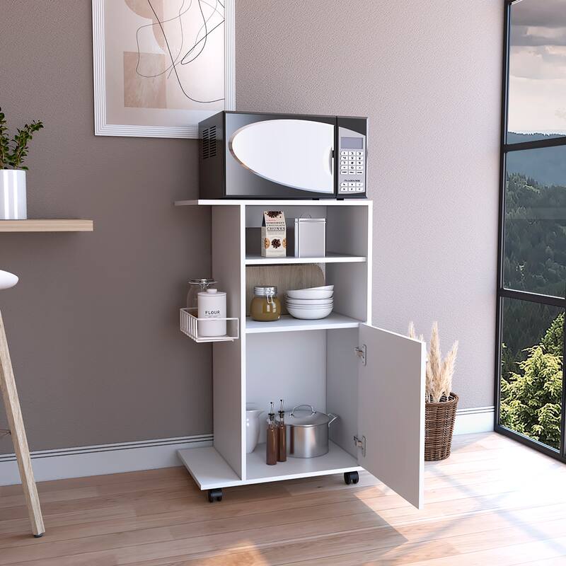 Kitchen Cart Kryot, Single Door Cabinet, Four Casters