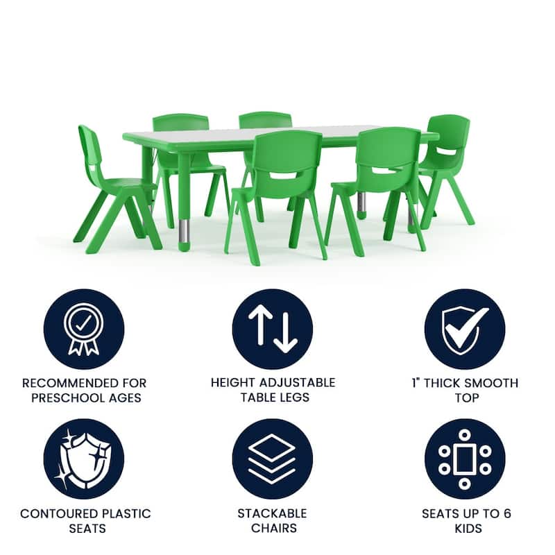 23.625"W x 47.25"L Rectangle Plastic Activity Table Set with 6 Chairs