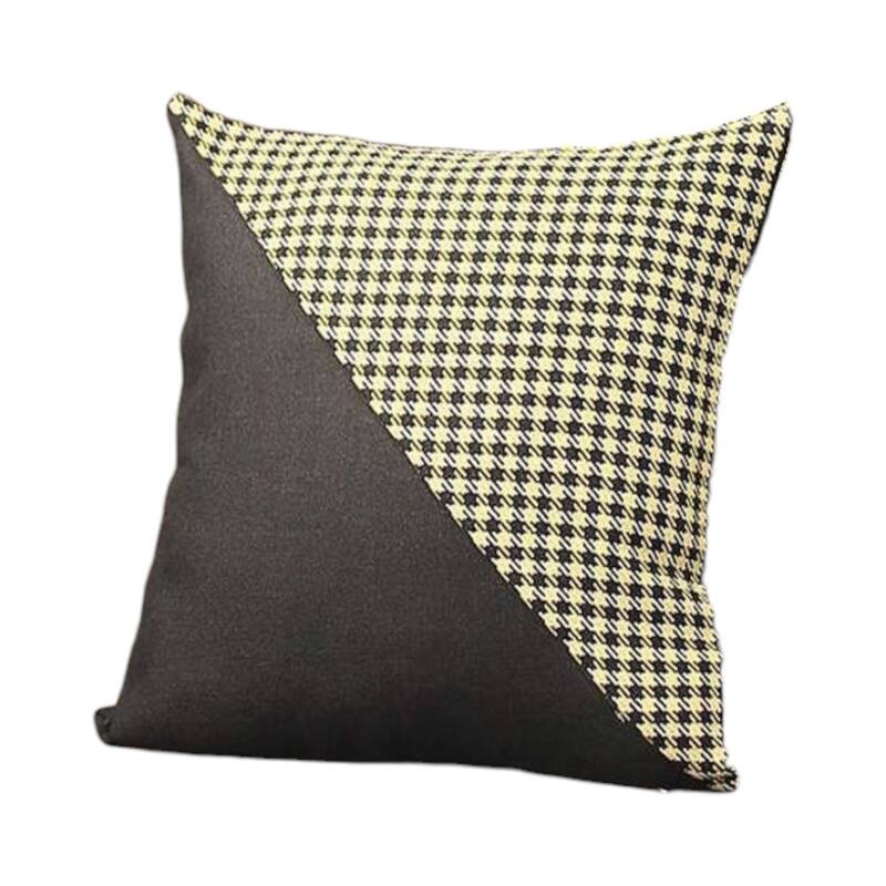 HomeRoots Set Of Two 18" X 18" Black And Yellow Polyester Houndstooth Zippered Pillow