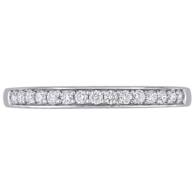 Miadora 10k White Gold 1/4ct TDW Diamond Anniversary Stackable Wedding Band Ring