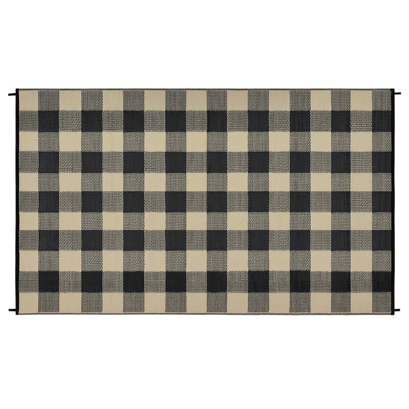 Outdoor Rug Waterproof Reversible Rug Indoor Outdoor Plaid Area Rug Plastic Straw Rug for Camping RV Backyard Patio