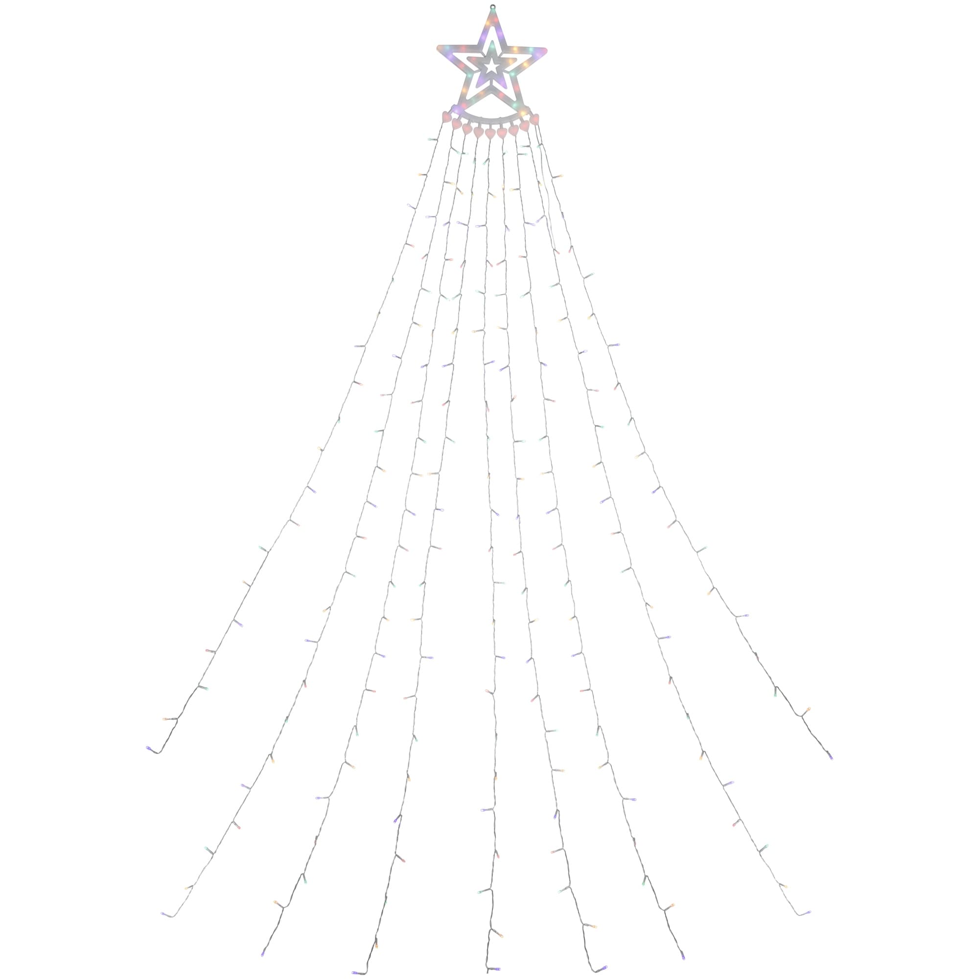 12.5' Multi LED Waterfall Light Tree Tree Topper Christmas Decor