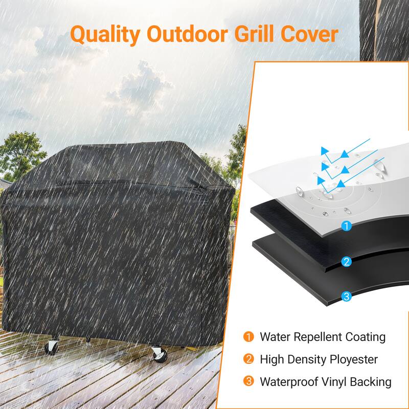 3 Burner Outdoor BBQ Grill Portable Charcoal Cooking Station with Side Stove, for Picnic Camping and Backyard