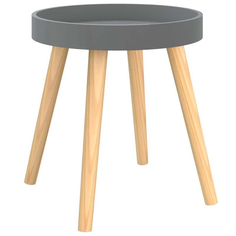 vidaXL Side Table Round End Coffee Table Engineered Wood and Solid Wood Pine - 15"x15"x15.7"