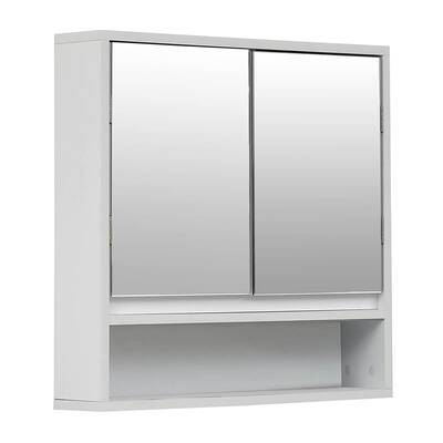 Miami Wall Mounted Mirrored Medicine Cabinet White 2 Doors - 22.10"L x 5.10"W x 22.80"H