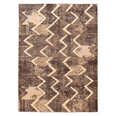 ECARPETGALLERY Hand-knotted Tangier Dark Brown Wool Rug - 5'3 x 7'5