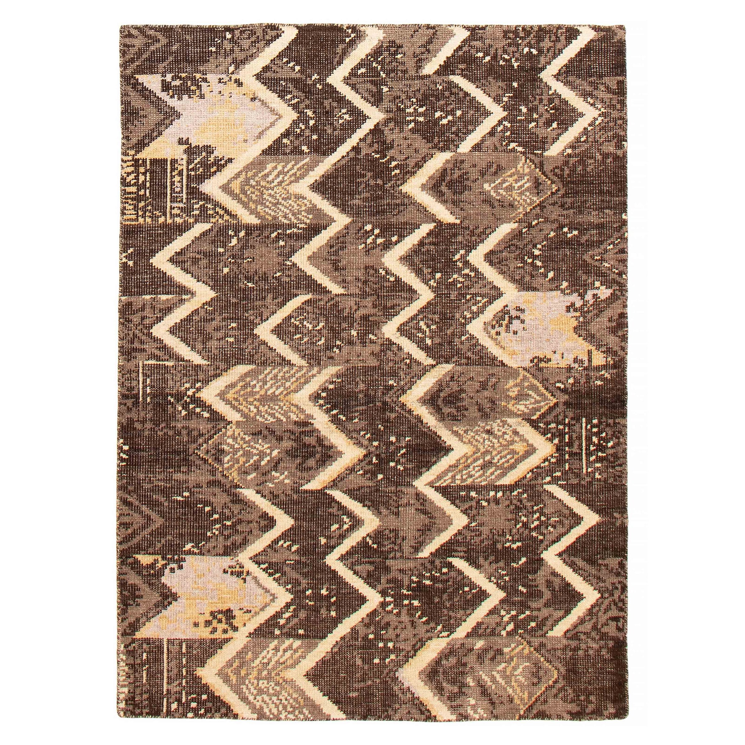ECARPETGALLERY Hand-knotted Tangier Dark Brown Wool Rug - 5'3 x 7'5