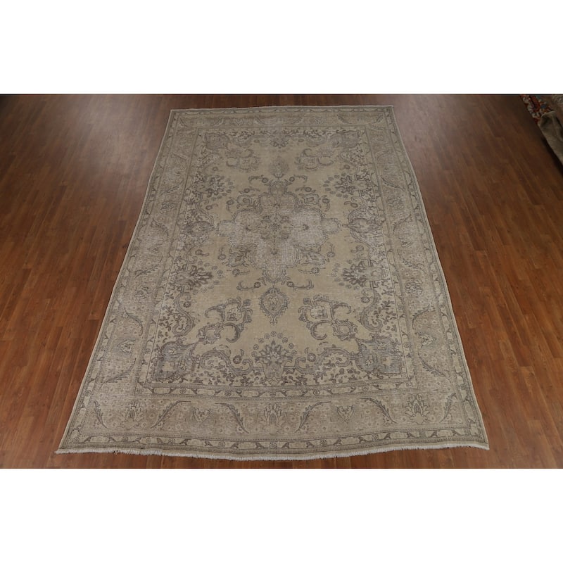 Tabriz Persian Vintage Area Rug Hand-Knotted Oriental Wool Carpet - 8'0" x 12'0"