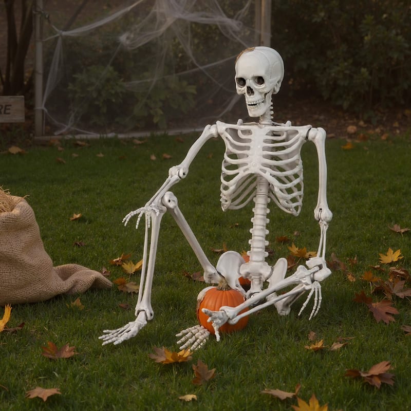 Gymax 5.4 FT Halloween Skeleton Decoration Life Size Large Skeleton w/