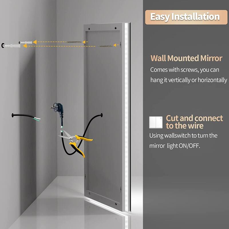 Extra Large Illuminated LED Bathroom Mirror Touch Sensor Anti Fog