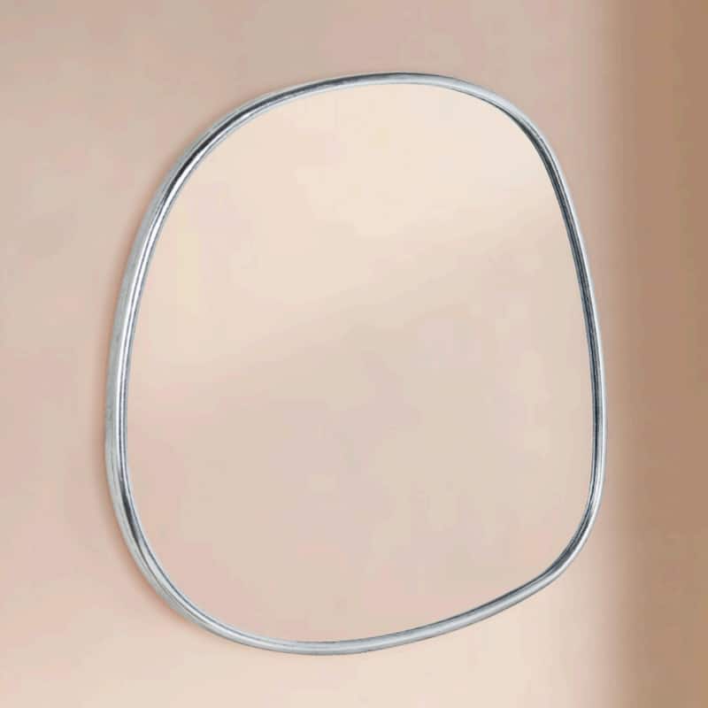 TEHOME Asymmetrical Irregular Shaped Mirror Antiqued Gold Asymmetrical Accent Mirror Irregular Bathroom Wall Mirror 27" x 27"