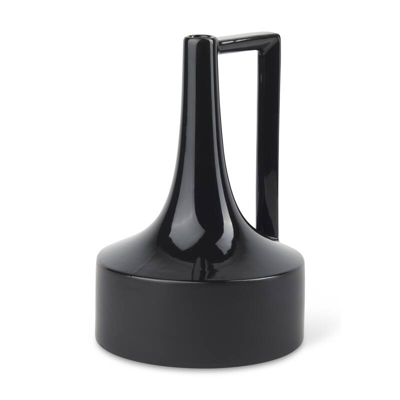 12" Black Ceramic Jug Vase - 7.87
