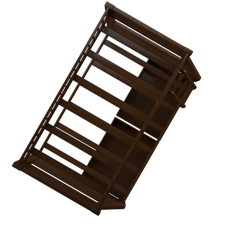 Espresso Twin over Full Solid Wood Bunk Bed with Ladder for Kids