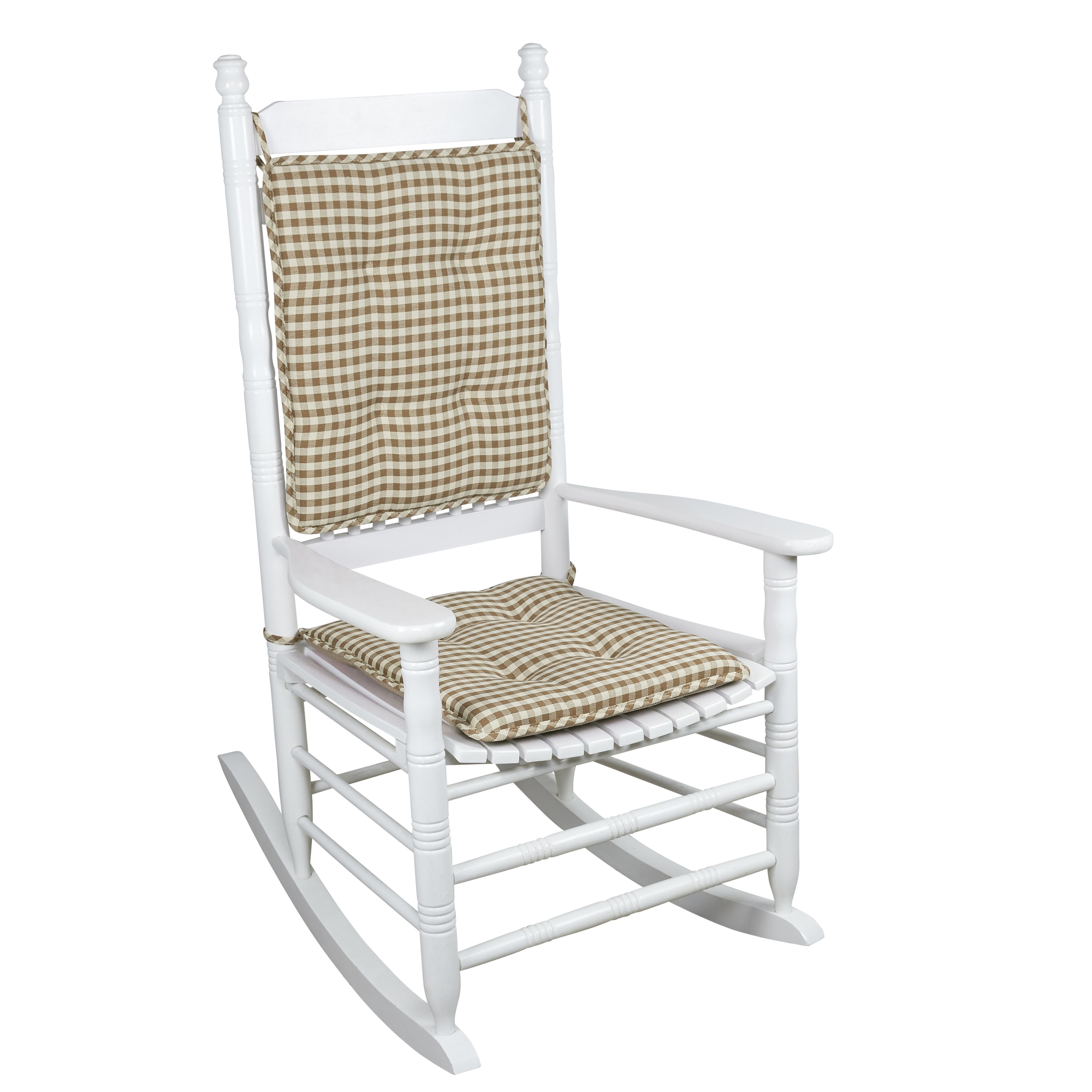 Non Slip Gripper Gingham Rocking Chair Cushion Set On Sale
