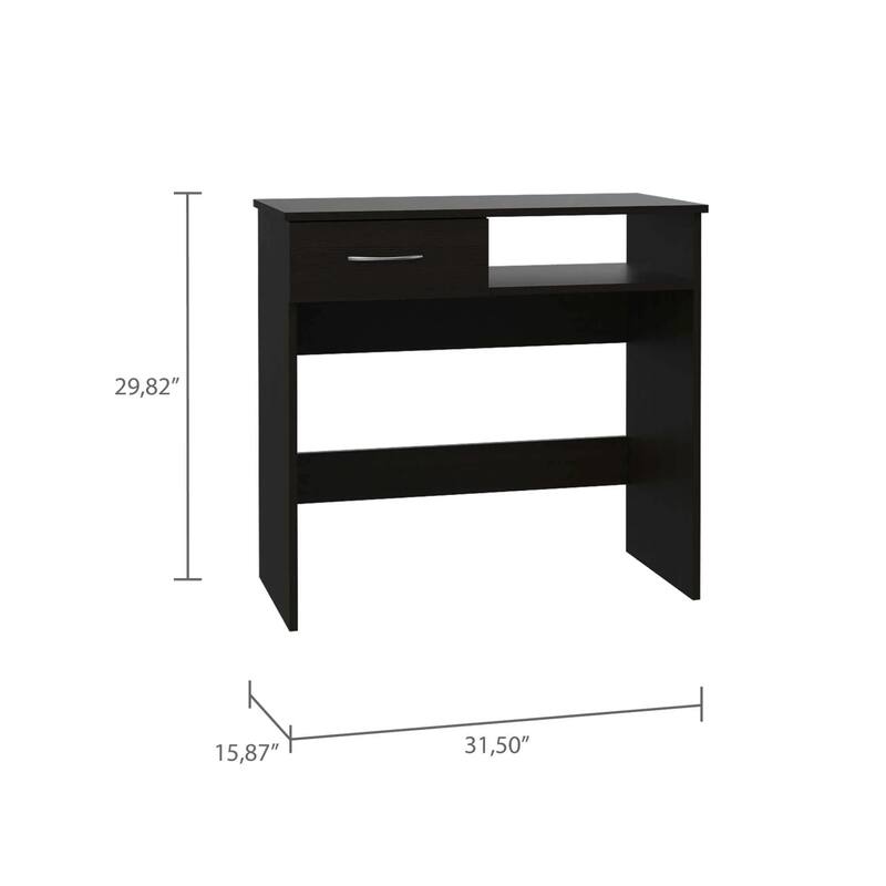 Modern 42 Inch Black Computer Desk and Bookshelf Set with Drawer - 31.50" x 15.87" x 29.82"