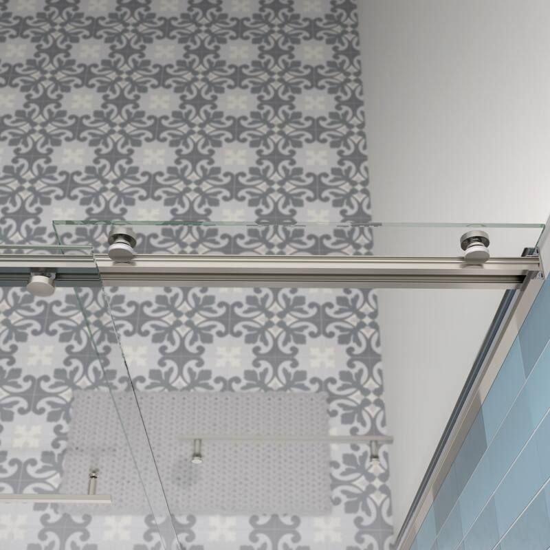 56"-60"W x 74"H Bathroom Door with Single Sliding Aluminum Frame