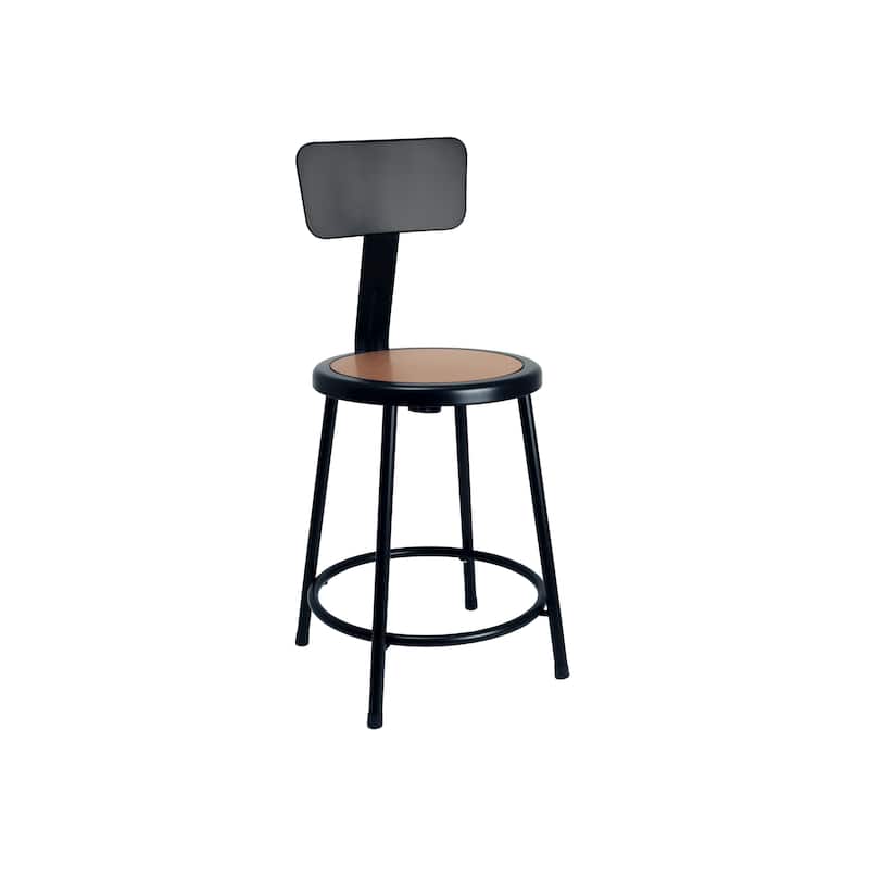 Hampden Furnishings Felix Collection Steel Stool with Backrest, AssemblyReady - Black - Counter Height