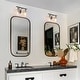 preview thumbnail 22 of 28, Modern Black Gold 2/3/4-Light Linear Bathroom Vanity Lights with Seeded Glass