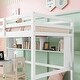 preview thumbnail 6 of 11, White Twin Size Wood Loft Bed with Desk, Shelves, and Guardrail