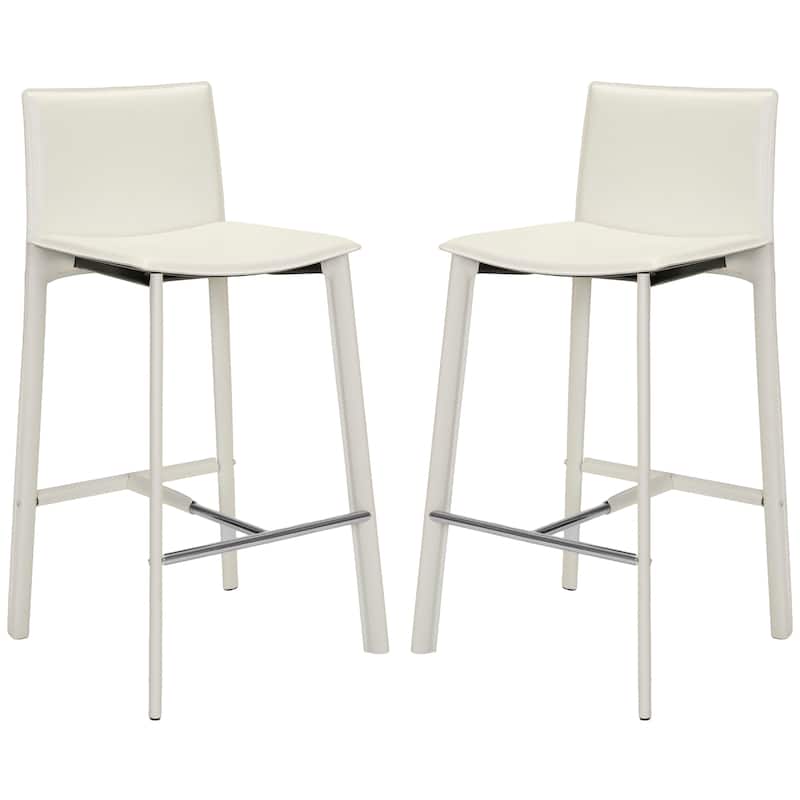 SAFAVIEH Marylou Faux Leather 29-inch Bar Stool (Set of 2) - 18.7" W x 19.7" L x 39.4" H - 19Wx20Dx39H - White