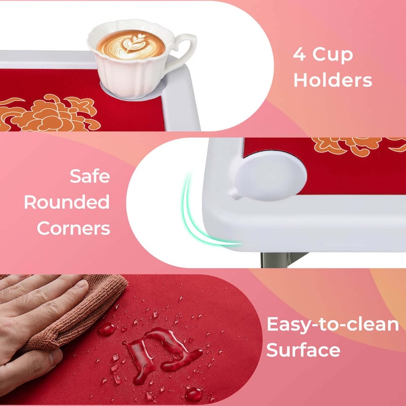 Costway 35" Folding Mahjong Table with Cup Holders & Smooth Felt Mat - See Details