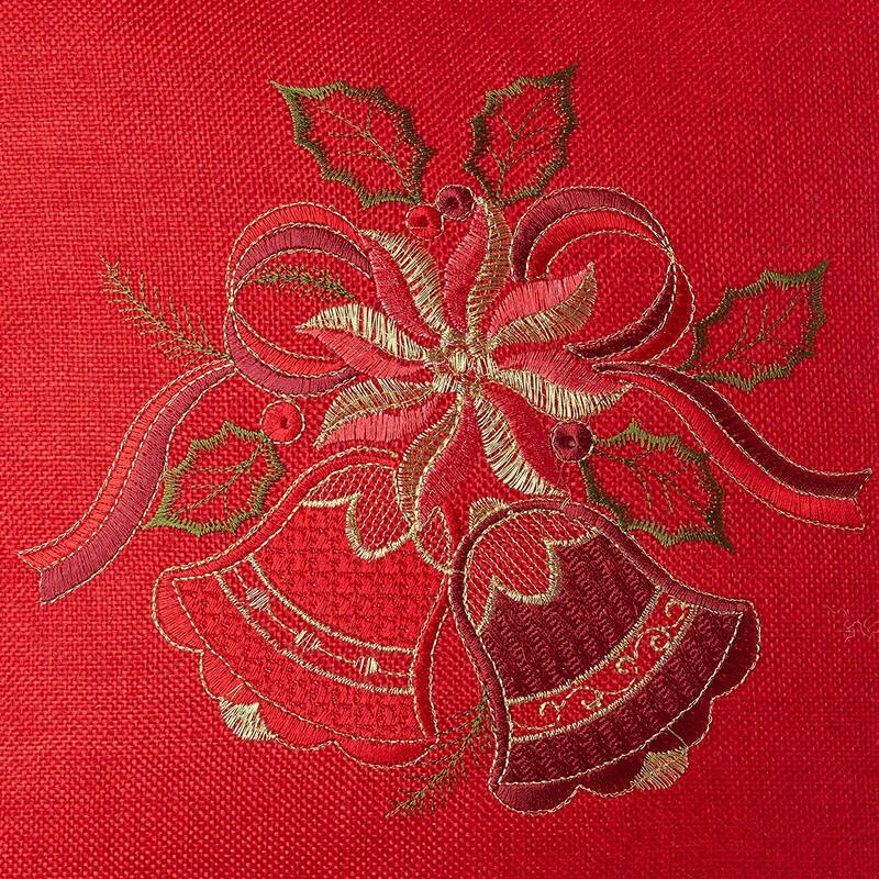 Violet Linen Christmas Braided Holly Lace Pattern Decorative Throw Pillow