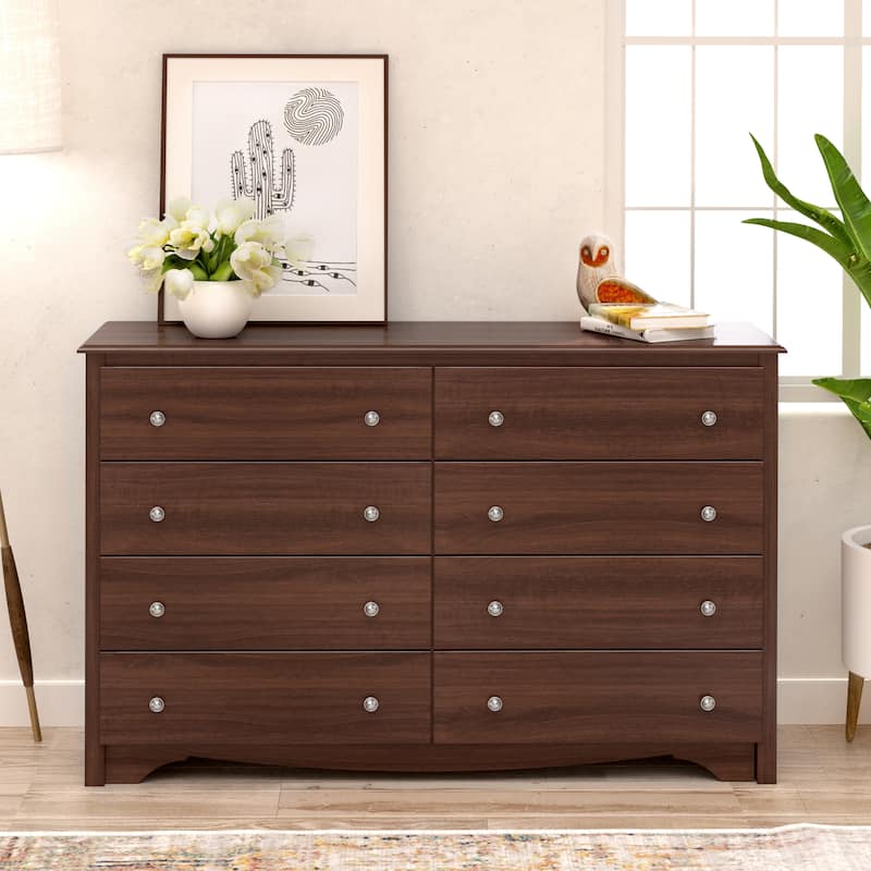 Prepac Sonoma 8 Drawer Double Dresser for Bedroom, Wide Chest of Drawers, Traditional Bedroom Furniture